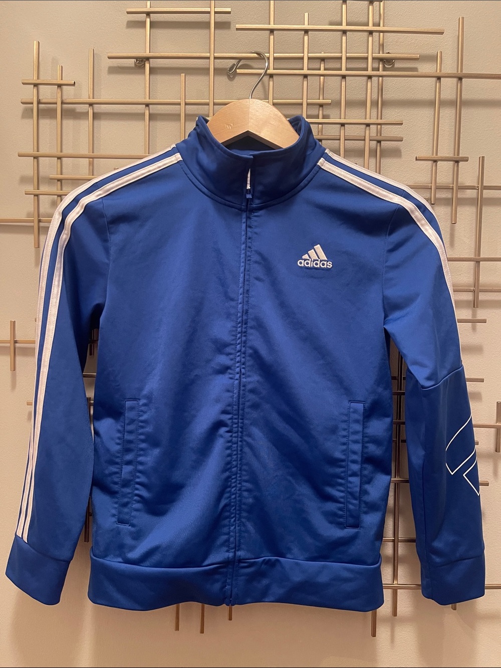 Youth Adidas Royal Blue Track Jacket with White Stripes